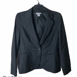 Ann Taylor Wool Pin Striped Blazer 6P Women’s Gray